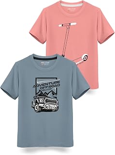 HELLCAT Trendy Typographic Printed Cotton Blend Half Sleeve T-Shirt for Boys - Pack of 2 Price In India