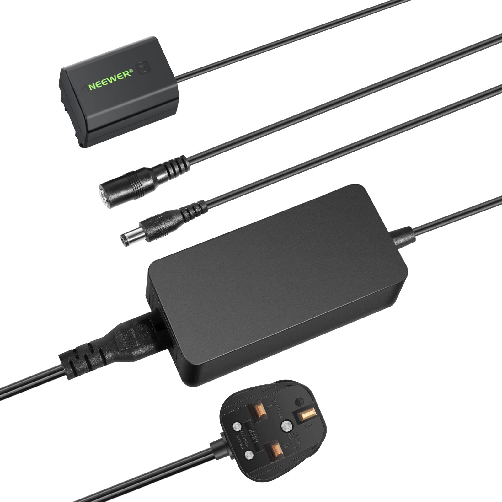 Neewer NP-FZ100 AC Power Supply Adapter and DC Coupler Dummy Battery Charger Kit Compatible with Sony A9II, A6600, A9, A7R IV, A7S III, A7RIII, A7 III