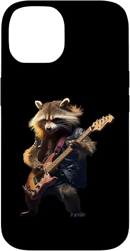 Miniatura 4 de iPhone 11 Rock Racoon tocando la guitarra - Funda divertida de mapache de guitarra