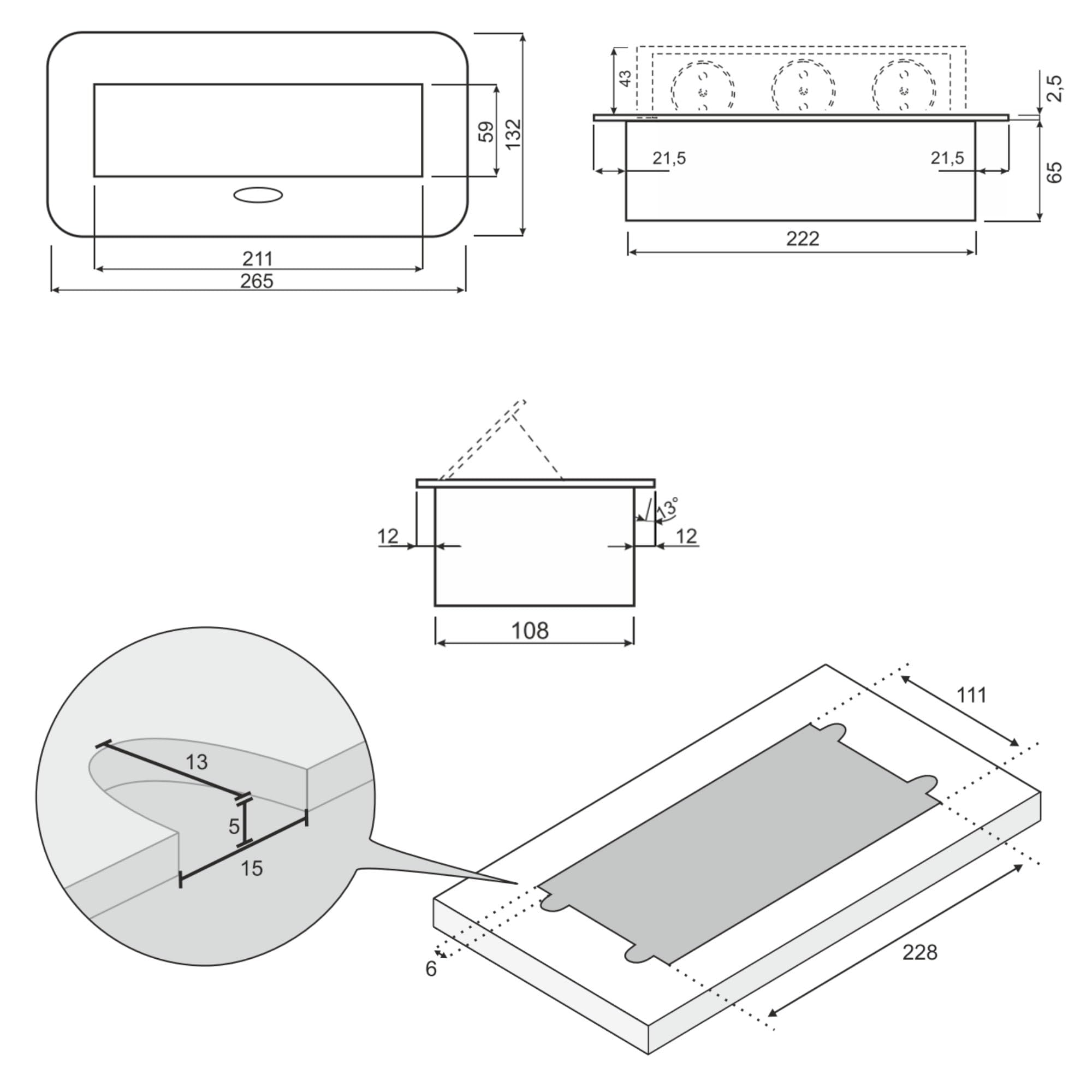 Prise encastrée rétractable 3 Voies, en Aluminium moulé sous Pression, Ouverture Douce