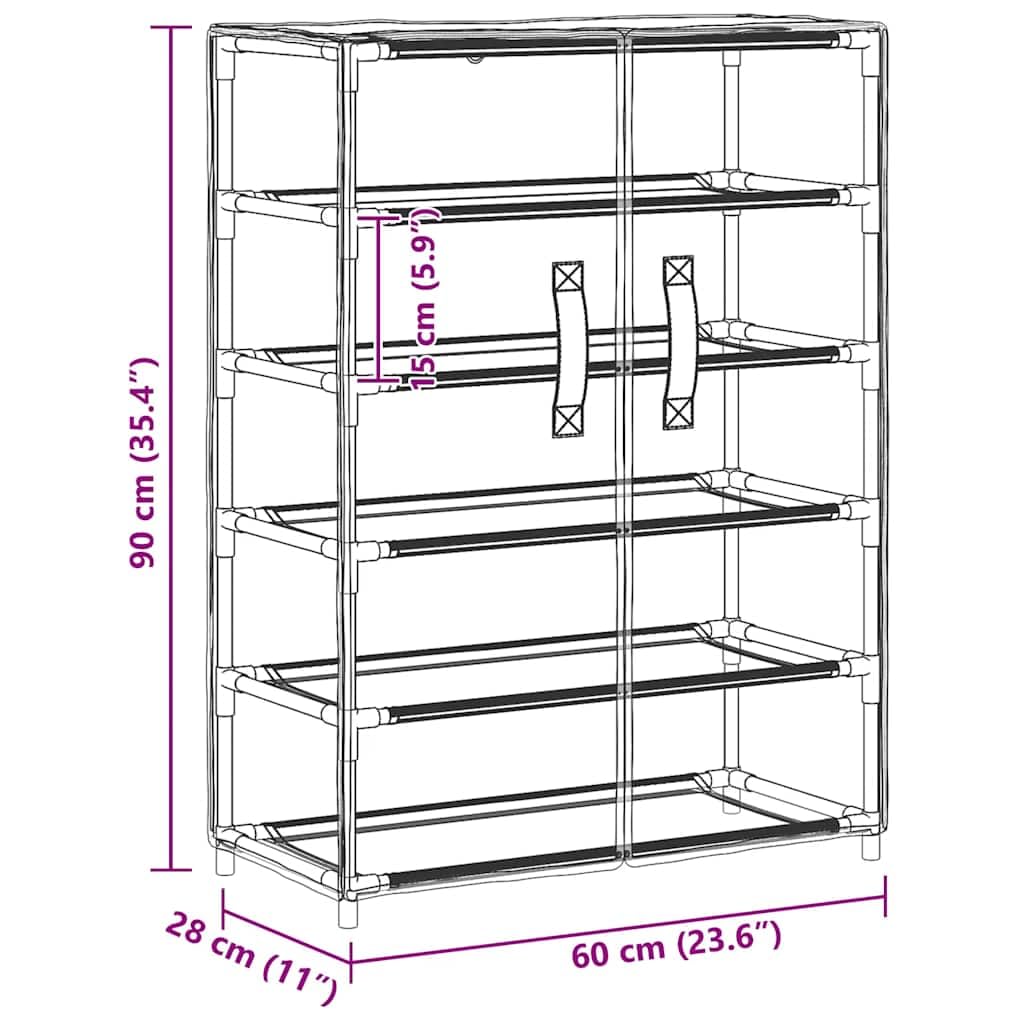Zapatero gris 60 x 28 x 90 cm de acero y tela no tejida, 5 niveles, moderno organizador de zapatos, ahorra espacio y estable, para pasillo, dormitorio y oficina