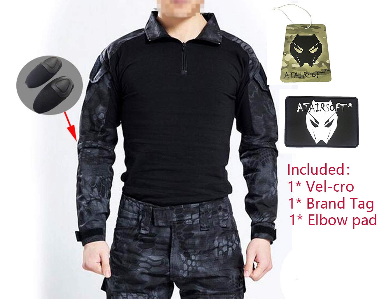 ATAIRSOFT Hommes BDU Tournage Combat Camo Chemise à Manches Longues avec Coudières pour Tactique Militaire Armée Airsoft Paintball