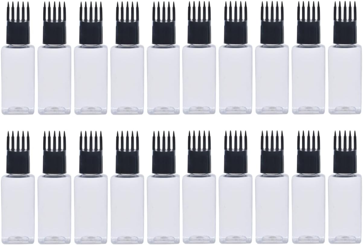 50 ML Empty Hair Root Comb Applicator Oil Shampoo Comb Refillable Sqaure Transparent Bottle With Applicator Cap - Set of 50