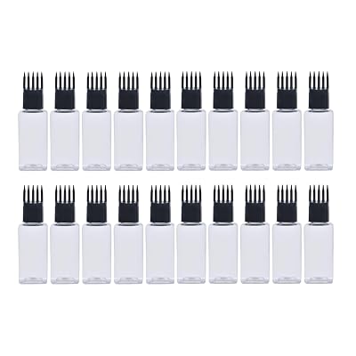 50 ML Empty Hair Root Comb Applicator Oil Shampoo Comb Refillable Sqaure Transparent Bottle With Applicator Cap - Set of