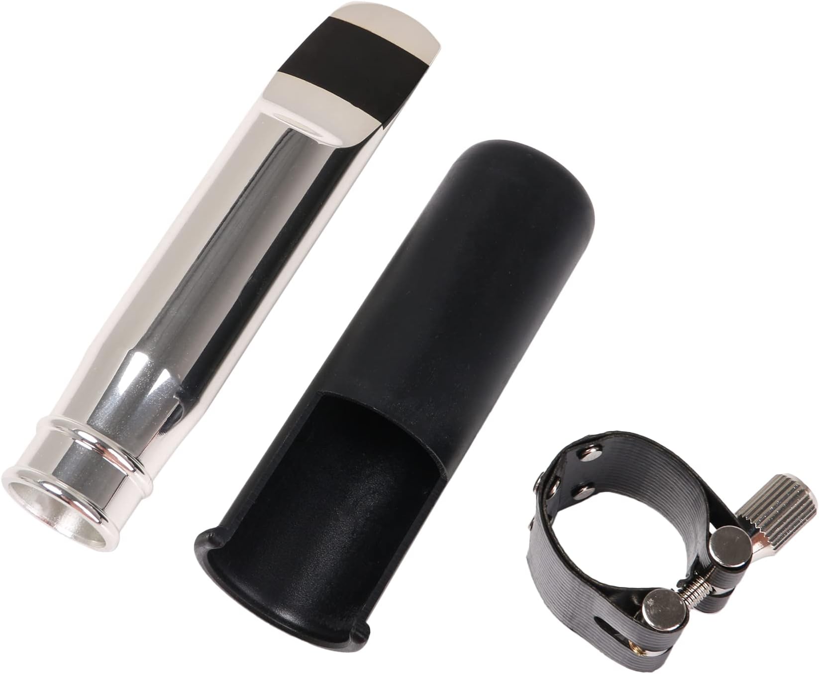 Yibuy 9# Silver Jazz Tenor Saxophone Mouthpiece Set for Beginners Saxophonists 107x36mm(LxH)