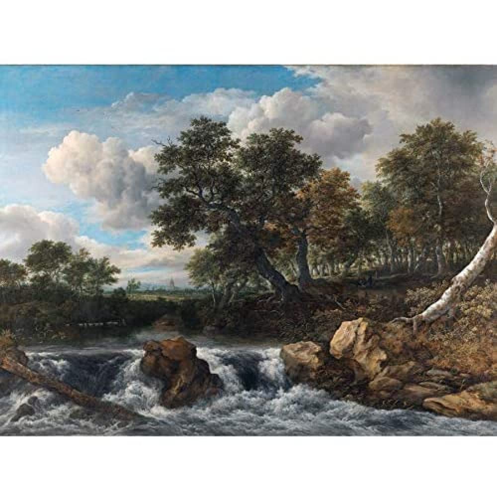 Artery8 Van Ruisdael Landscape Waterfall River Painting Art Print Canvas Premium Wall Decor Poster Mural