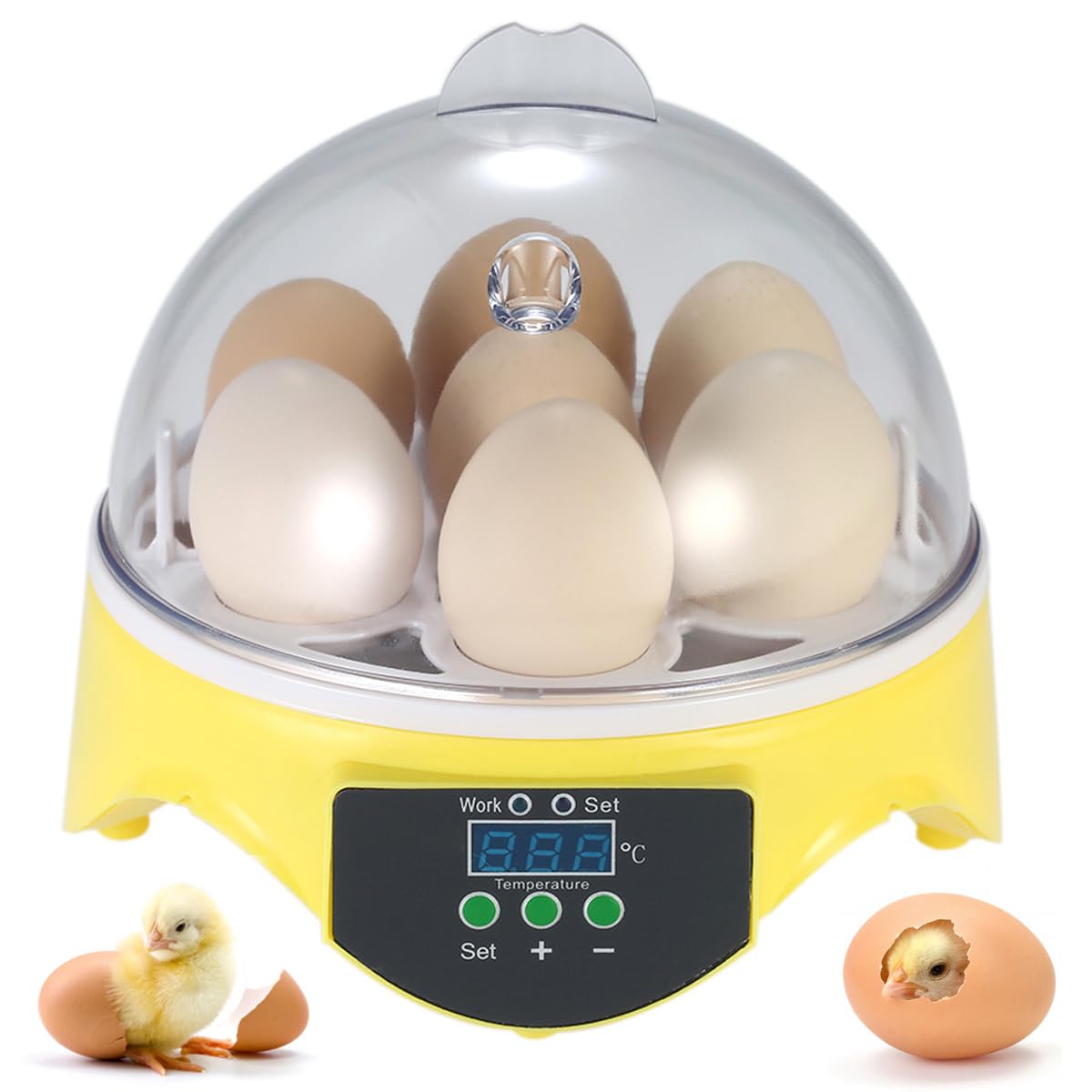 VITION 7 Eggs Mini Digital Egg Incubator Hatcher Transparent Eggs Hatching Machine Automatic Temperature Control for Chicken Duck Bird Eggs