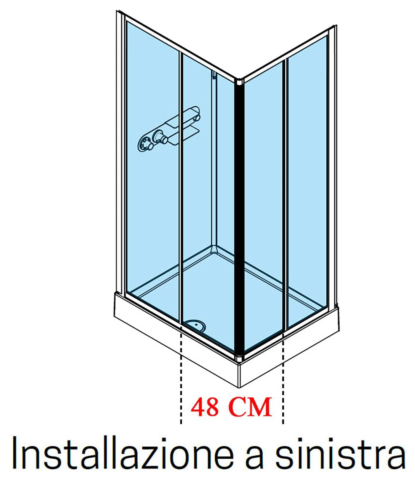 Novellini Media Glass A Standard 100 x 70 cm Cabina ducha multifunción apertura 2 puertas correderas montaje ángulo derecho izquierdo mezclador mecánico cristal transparente perfil blanco altura 210