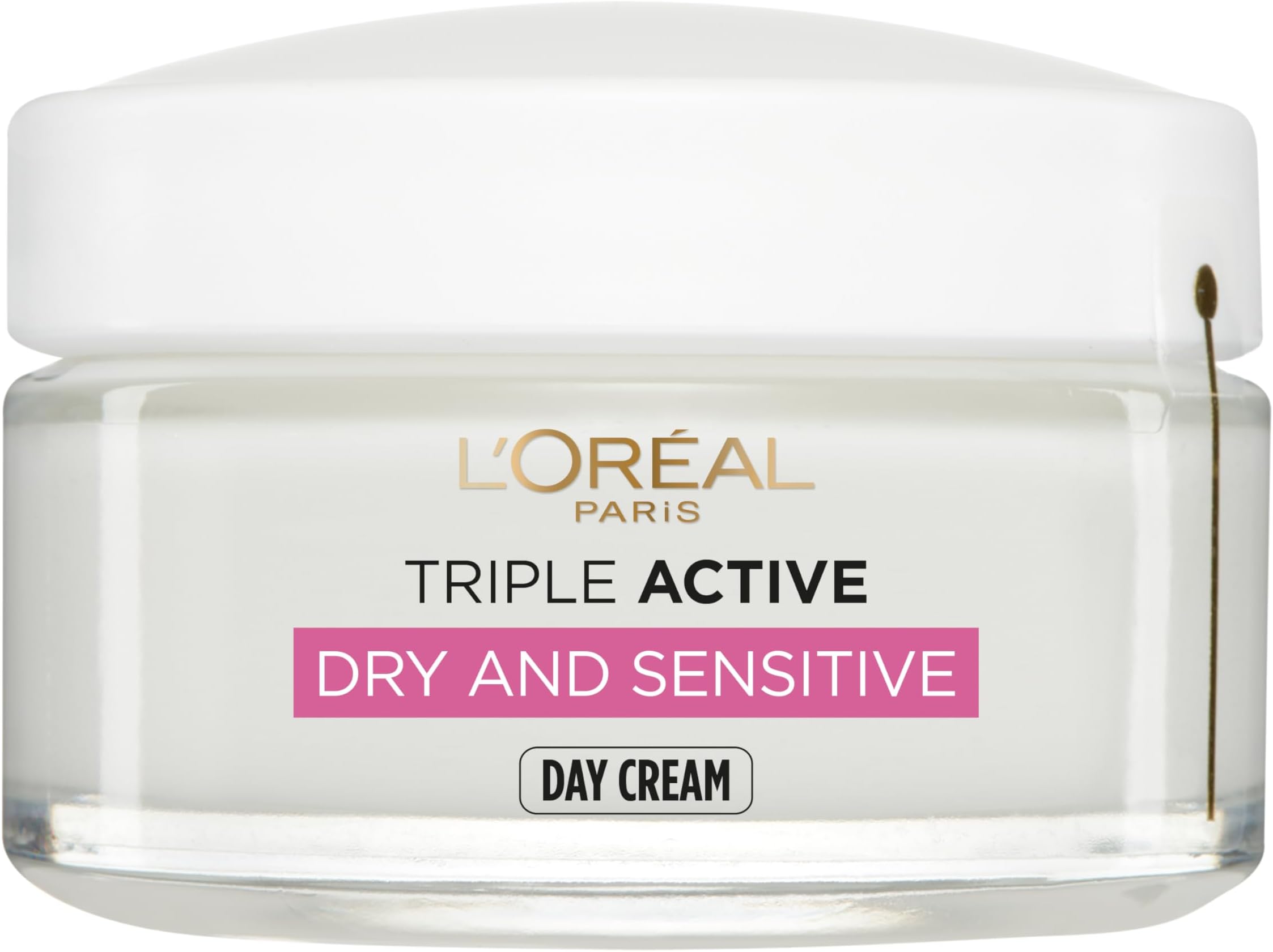 L'Oréal Paris Triple Active Day 24H Hydrating Moisturiser - Sensitive. Hydrate and Protect Sensitive and Dry Skin, Comforts skins, Formulated with Vitamin E & Ceramides 50ml