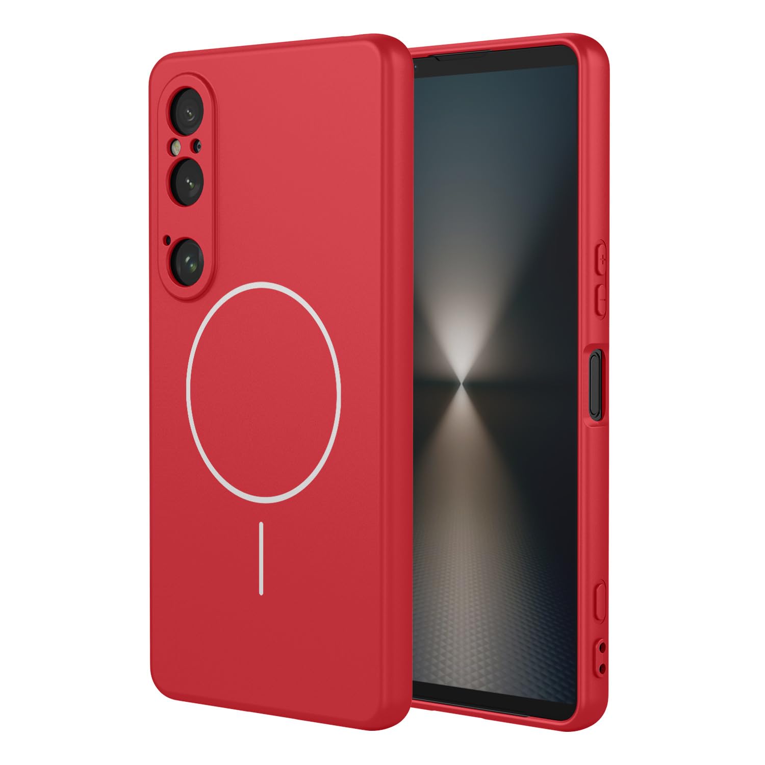 Aikukiki Case for Sony Xperia 5 V,Liquid Silicone Rubber Soft Microfiber Lining Cushion Ultra Shockproof Protective Anti-Scratch with Wireless Charging Phone Case for Sony Xperia 5 V (Red)