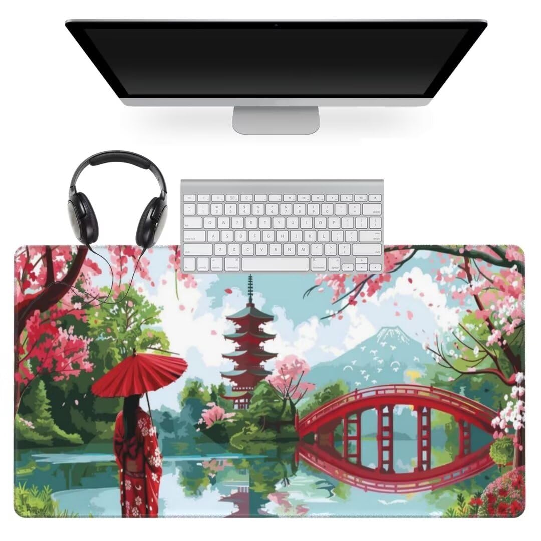 Japanischer Mauspad 1600 x 800mm,Mousepad XXL Schreibtischunterlage Prinzessin Mouse Pad,Wasserdicht und Rutschfest Gaming Mauspad,Verbessert Präzision,Gaming-Mauspads für Pc und Gaming Zubehör qw57
