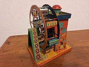 レア　ブリキのおもちゃ　汽車　ビンテージ Amazon.co.jp: 戦前 ブリキ おもちゃ 日本製(？) 観覧車 鍵付き