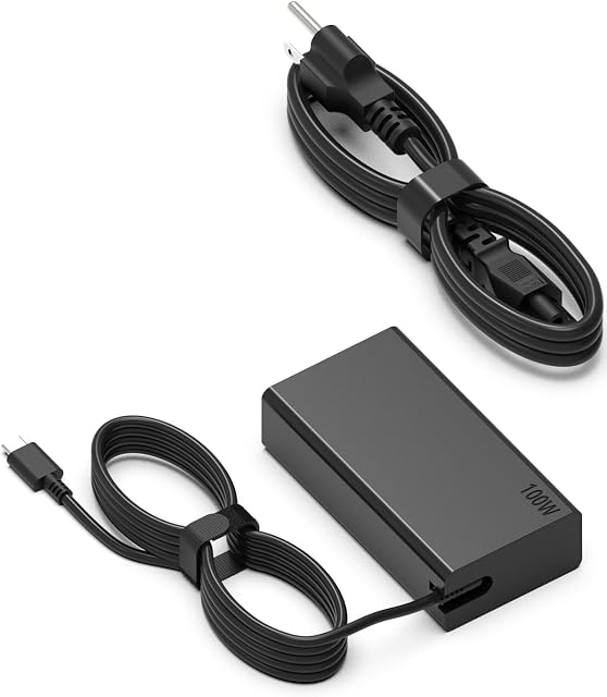 100W USB C Laptop Charger, Type-C Adapter Charger Compatible with Lenovo ThinkPad, MacBook, HP Chromebooks, MSI, Dell, Asus, Acer, Universal USB-C Laptop Charger Power Supply Cord