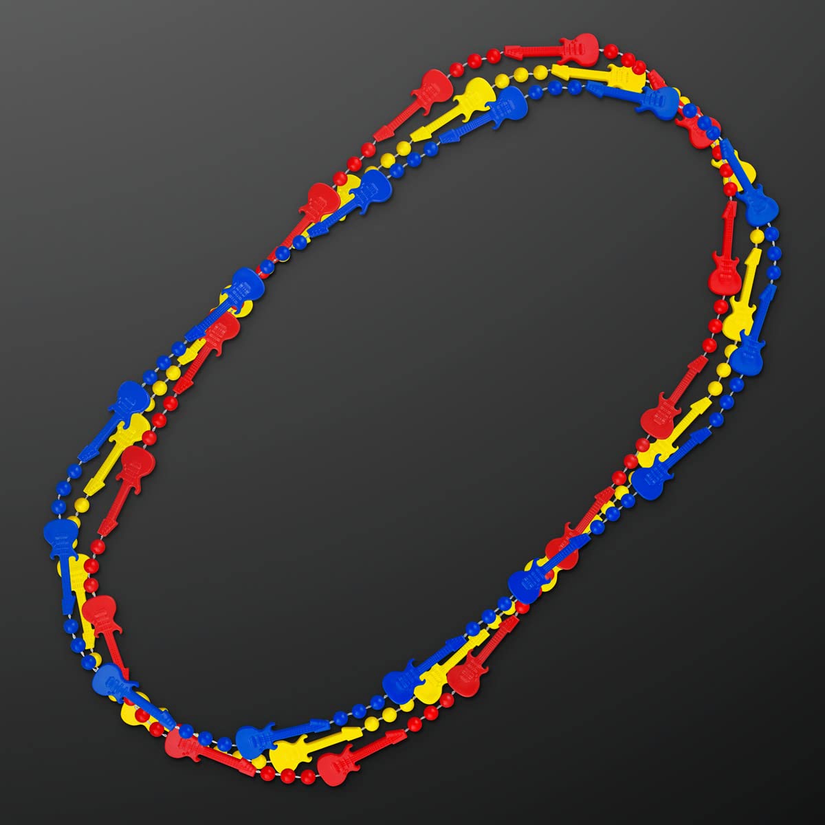 FlashingBlinkyLights Set of 48 Rock Guitar Mardi Gras Bead Necklaces