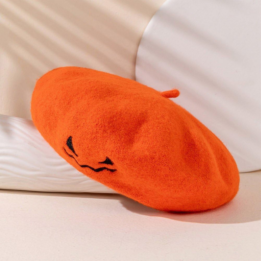 Halloween Pumpkin Beret Vintage Artist Hat Handmade Kawaii  display picture 3