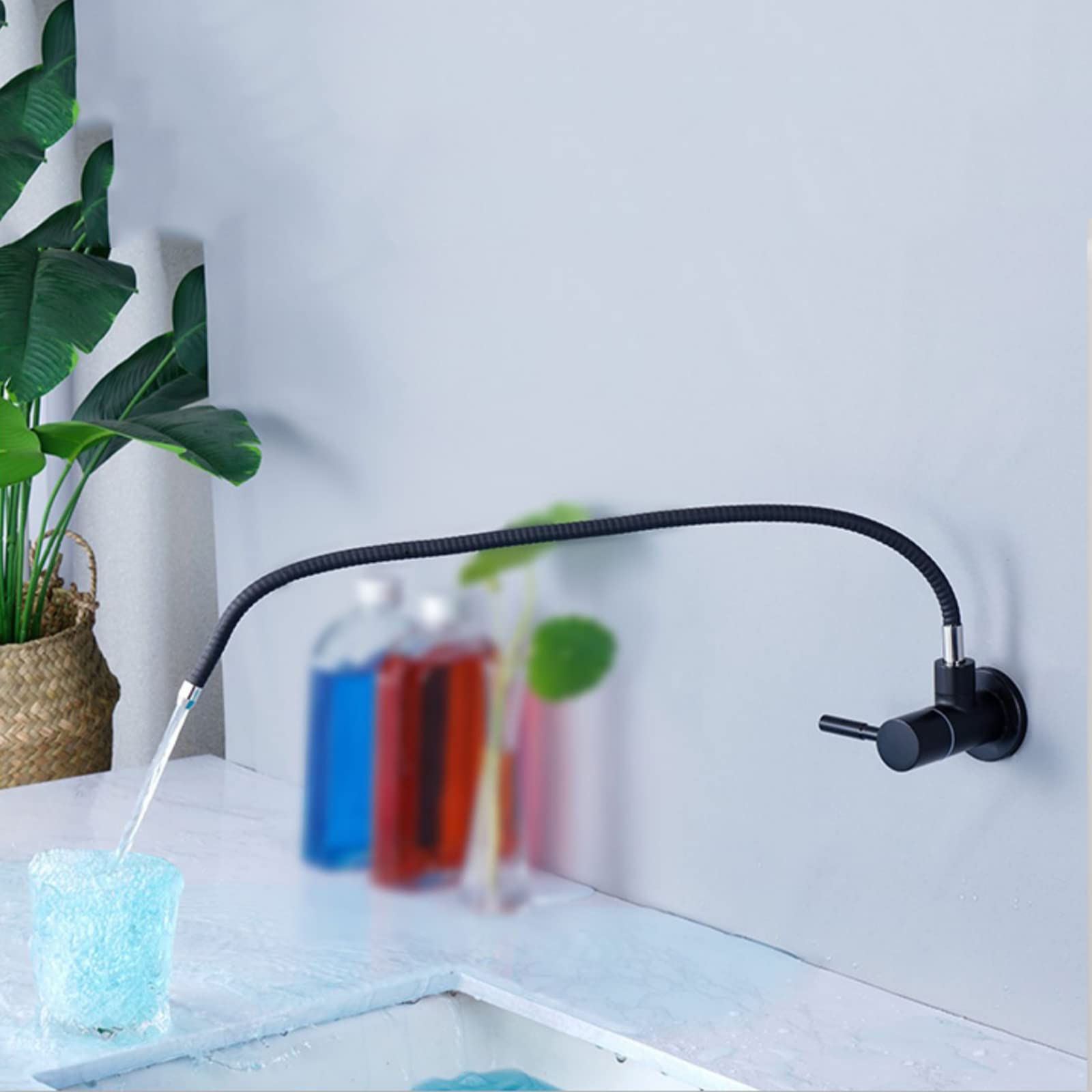 Grifo de Limpieza de Cocina, grifos de Filtro de Agua Negros con rotación de 360°, grifos de Fregadero de Cocina de ósmosis inversa de Montaje en Pared.