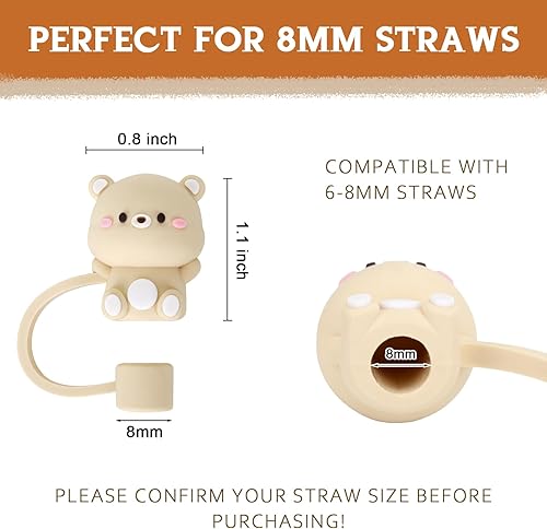 Miniatura 5 de 10 fundas para pajilla, tapas de silicona de 0.315 pulgadas, bonitas cubiertas de punta de pajilla, protector a prueba de polvo, puntas