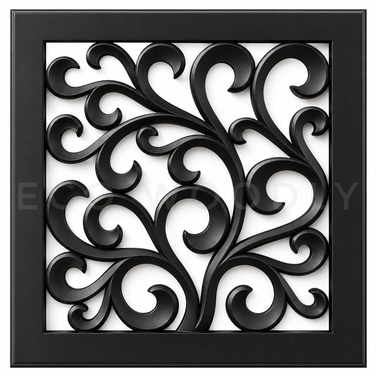 ECO WOODLY Premium Floral Scroll Wooden Wall Panel for Home Decor | Decorative MDF Wall Art | Modern Square Wall Hanging Panel for Living Room, Bedroom & Office Decor (16 × 16 Inch) Black Finish-image-30