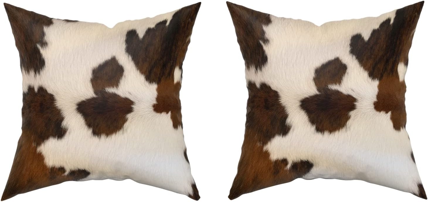 Granbey Set of 2 Decorative Pillows Covers Cow Skin Abstract Africa Animal Farm Fashion Home Sofa Cushion Cover Throw Pillowcase Gift for Couch Indoor Bed 18 x 18 Inch