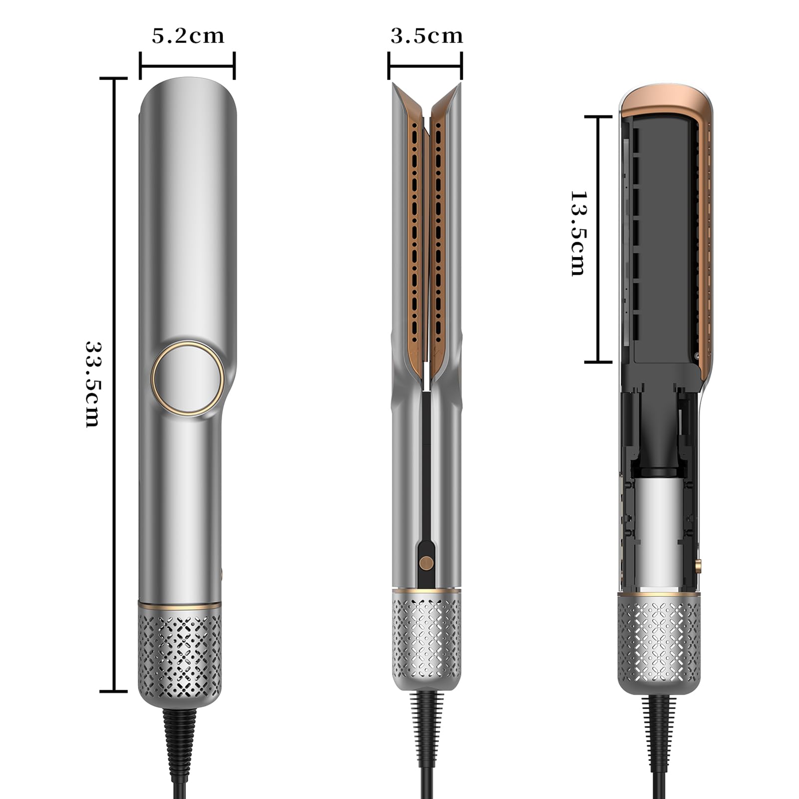 Sèche-Cheveux Lisseur 2 en 1, Lisseur à Air Ionique 200 m/min - Plasma Coiffage Mouillé à Sec, Sans Dommage Thermique, Séchage & Lissage Rapide pour Cheveux Mi-Longs à Longs - 4 Réglages Température