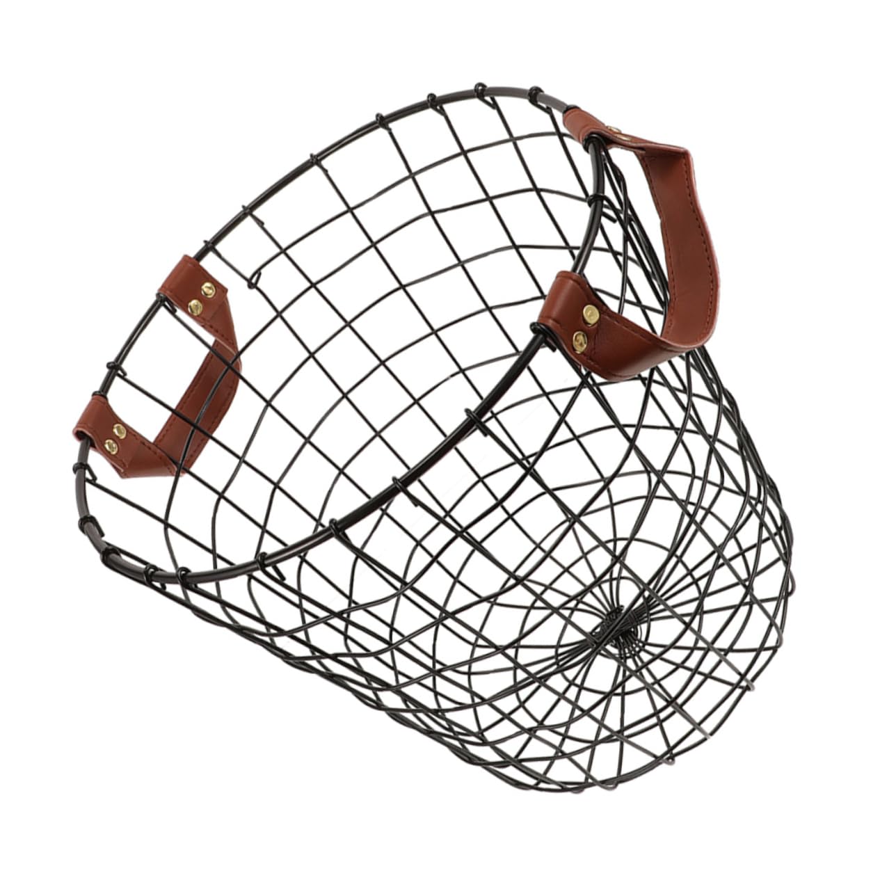 Mipcase Contenitore Portaoggetti in Ferro Rotondo Nero, Cesto di Legna da Ardere e Cesto Portabiancheria con Manico, Organizer in Rustico per Uso Interno ed Esterno
