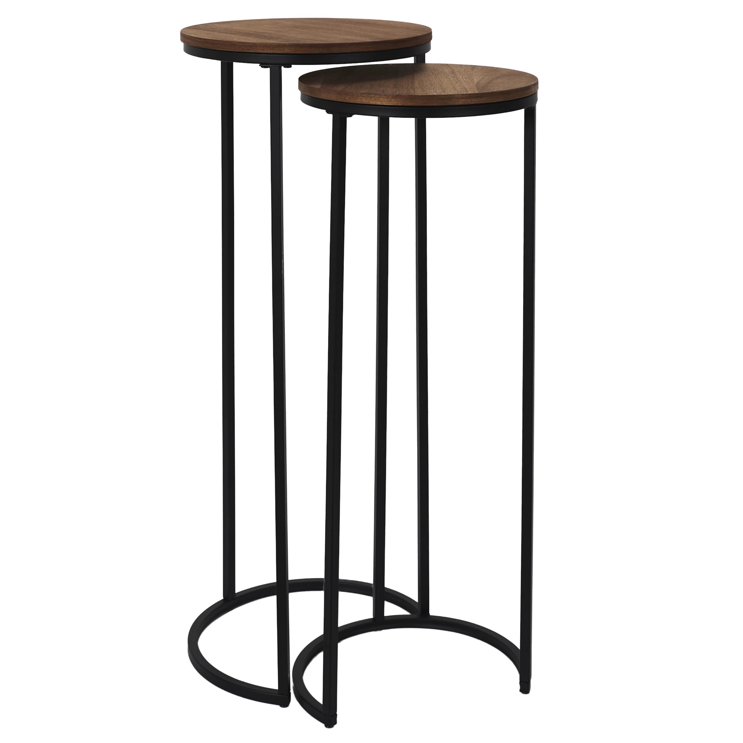 HOME DECO FACTORY Lot de 2 Sellettes Gigognes Softness Table et Bureau Noir | Lot de 2 sellettes gigognes, collection Softness, table d'appoint et bureau, gain de place, 32,5x80x32,5 cm, noir et marron