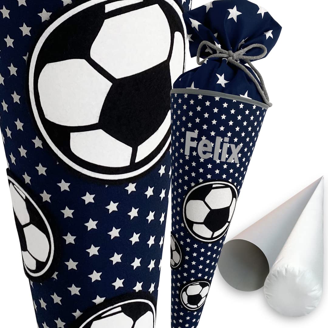 Fussball-Schultüte | 70 cm | Klassische Schultüte | Stoff, Einschulung, Schulanfang, Zuckertüte