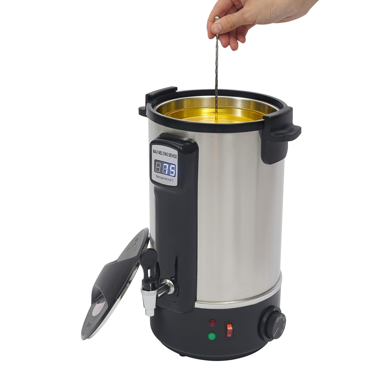 Elektryczna topiarka do wosku, 8 l, 1100 W, 30–100 °C, z kurkiem do wosku