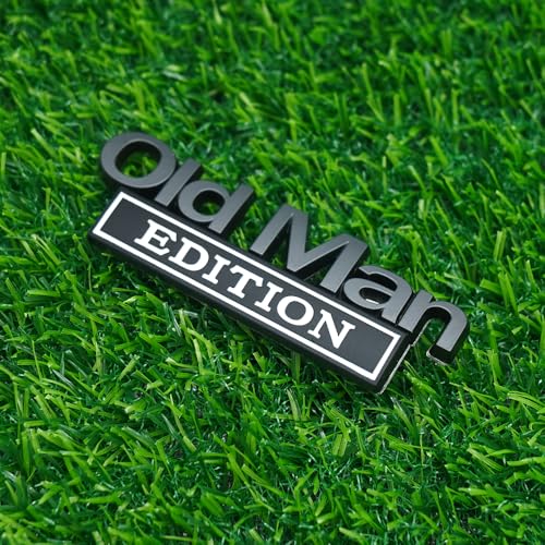 Image of 2pc Old Man Edition 3D Metal Emblem Fender Rear Tailgate Bumper Badge Nameplate Sticker Decal for Car Truck (Black White)