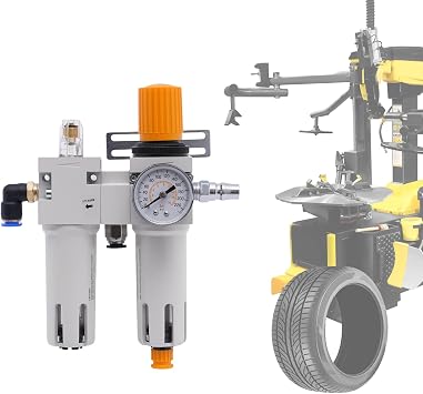 Tire Changer Air Pressor Oil Water Regulator Separator with Pressure Gauge, Anti-Corrosion Plastic Housing, Visible Bowl, US Stock