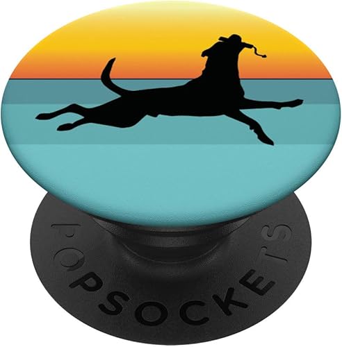 Dock Diving  Perro  Negro  Lab  Retriever  Retro  PopSockets Grip y soporte para teléfonos y tabletas