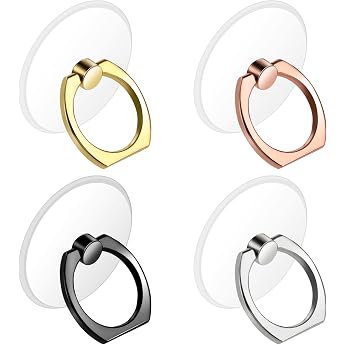 COMNICO Mobile Phone Ring Holder Pack of 4 Transparent Ring Holder Clear Finger Grip Ring Stand 360 Degree Rotation Ring Stand Compatible with Various Mobile Phones Tablets Readers