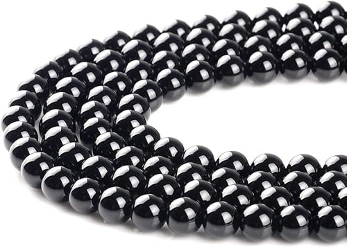 Miniatura 4 de Cuentas redondas sueltas de ónix negro natural de 0.079 pulgadas (0.079 in), pulsera de piedra de cristal, accesorios para collares, manualidades