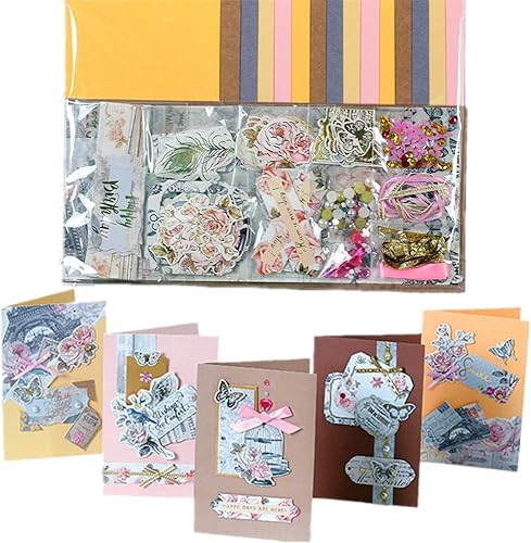 Miniatura 8 de Gigicloud Kits de tarjetas de papel, coloridos kits de tarjetas de felicitación hechas a mano, juego de materiales para invitación de cumpleaños,