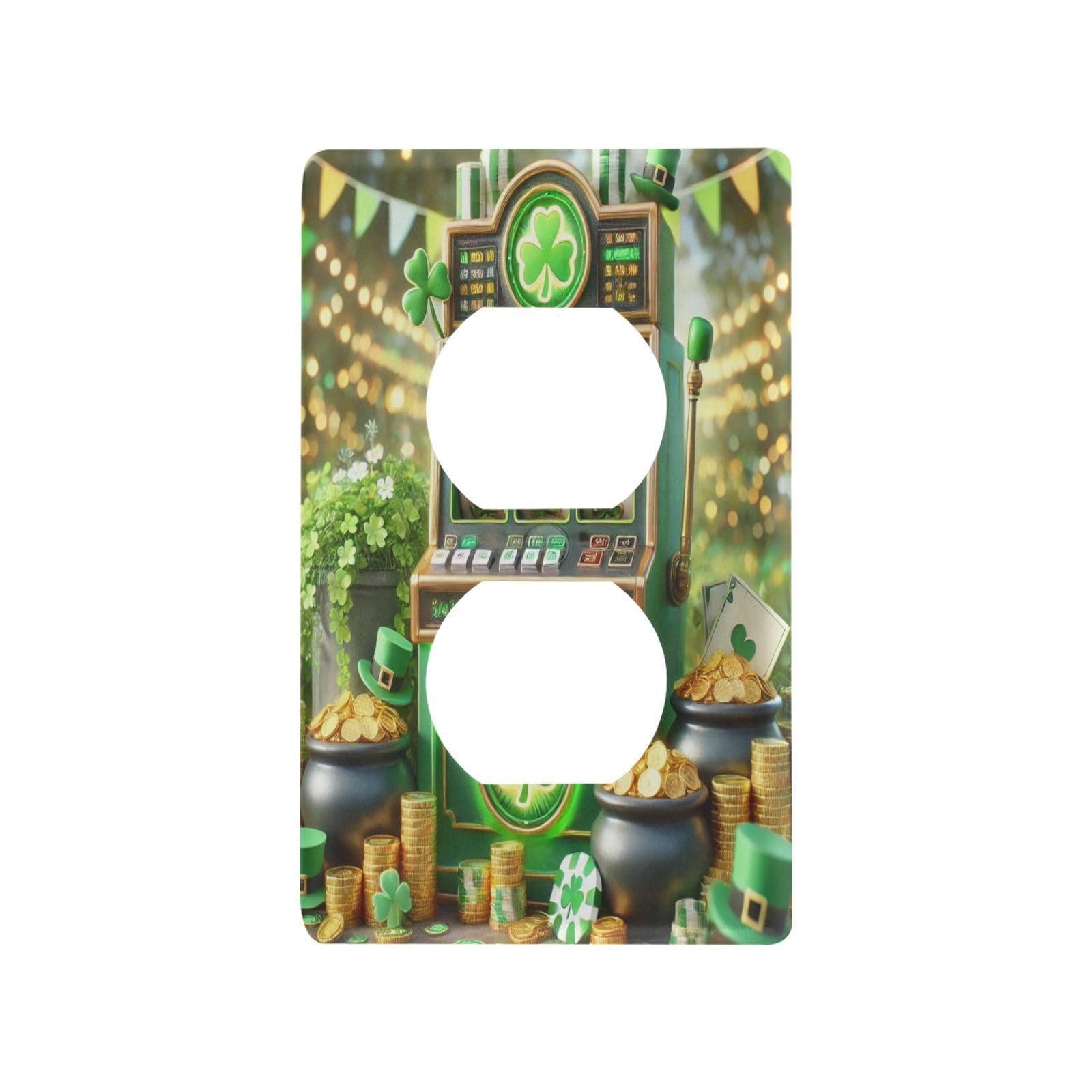 St. Patrick Slot Machine Light Switch Cover Decorative Receptacle Outlet Wall Plate Guard Plastic Wall Outlet Cover for Home Decor Room Office Bathroom (Duplex Outlets Cover)