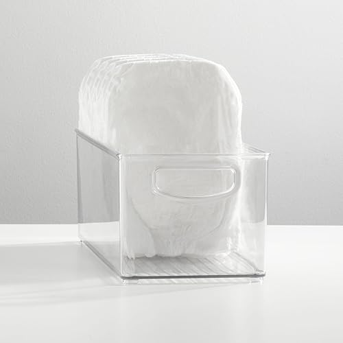 Miniatura 6 de mDesign Contenedor organizador de plástico para habitación de bebé, moderno, apilable con asas para organizar juguetes, soporte para ropa pequeña y