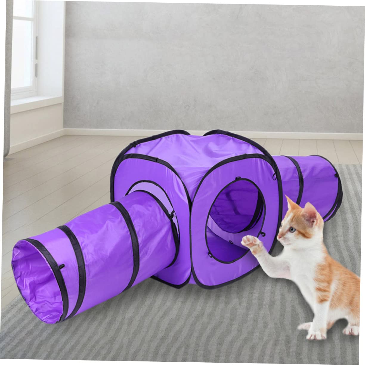 Jouet Tubulaire pour Chaton à Double Canal, Lot de 3 Set de Set de Pcs