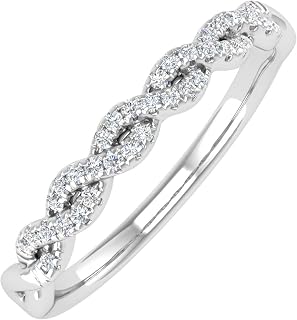 1/10 Carat Twisted Diamond Wedding Band Ring in 10K Solid Gold