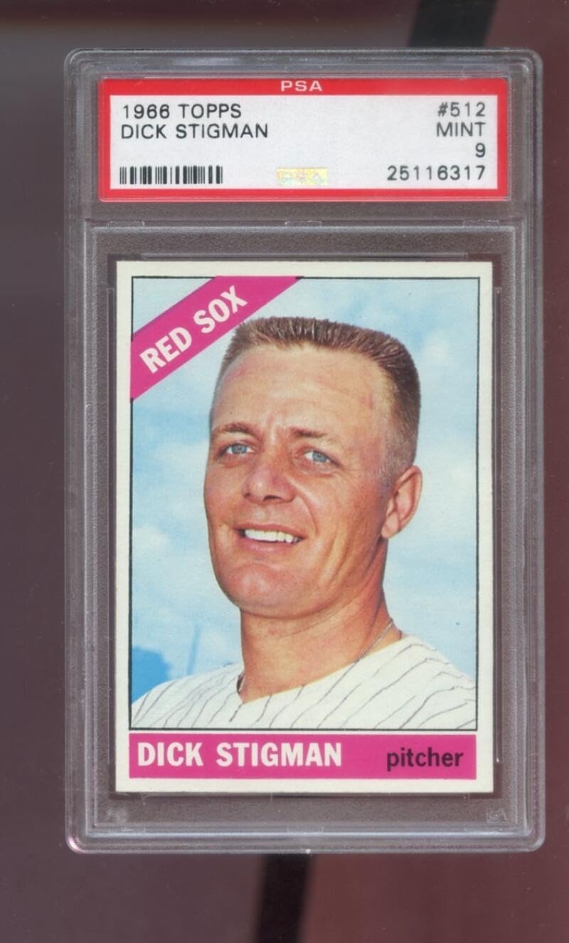 1966 Topps #512 Dick Stigman PSA 9 Graded Baseball Card MLB Boston Red Sox