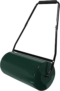 ECD Germany Rouleau à Gazon en Acier, Vert, Remplissable par Eau ou Sable, Capacité 50 litres, Largeur 59,5 cm, Diamètre 31,5 cm, Compacteur Manuel avec Racleur Anti-Saletés, pour Nivelage du Jardin
