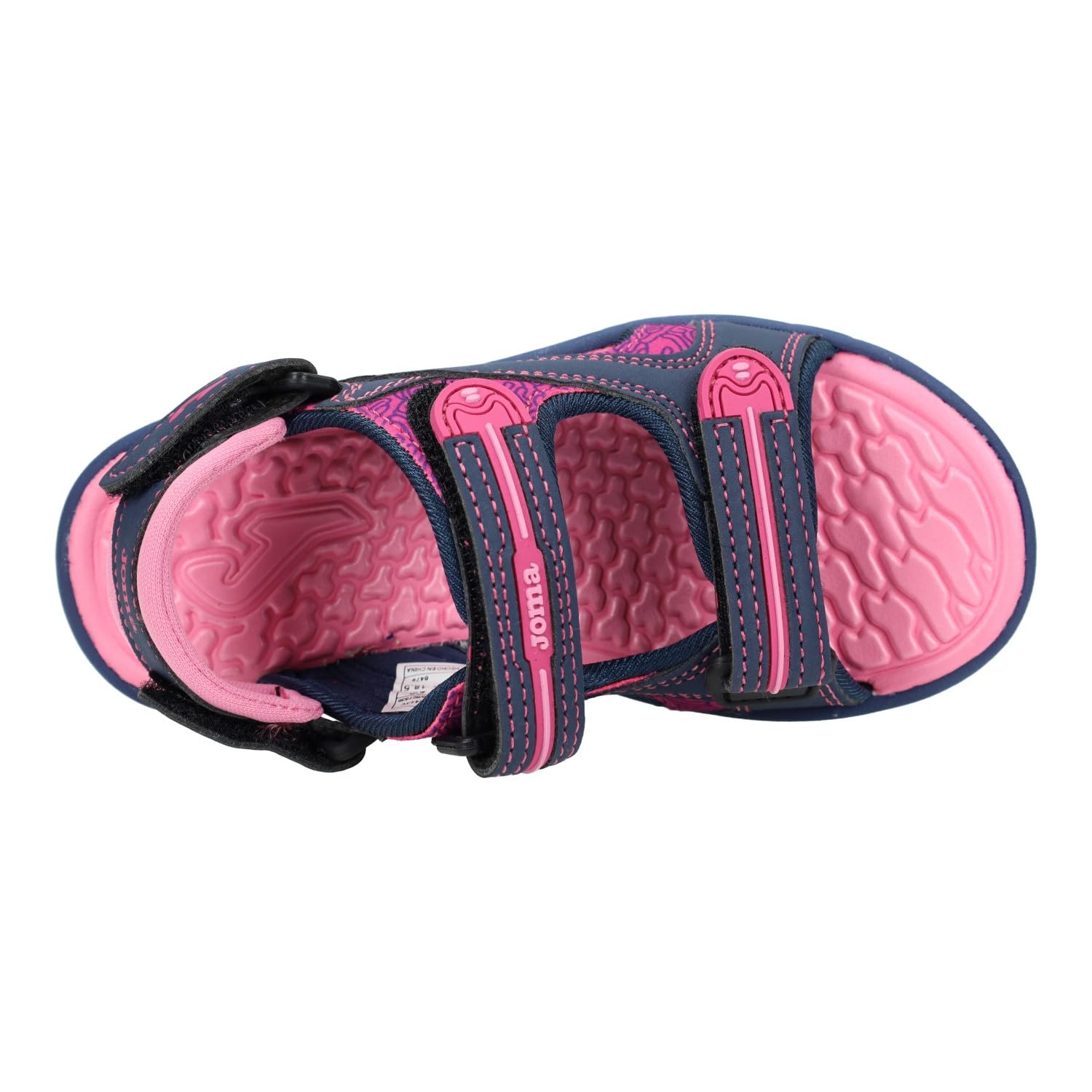 Joma SOCEJS2443V Sandalias de Verano para niñas, Color Azul Marino y Fucsia, con Cinta Textil Adhesiva, Sandalias de Goma para niñas NIÑA Sandalias