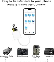 Vista 3 de Lector de tarjetas SD USB C para iPhone 17 16 15/iPad/MacBook/Mac, lector SD tipo C compatible con adaptador de tarjeta de memoria SD y MicroSD