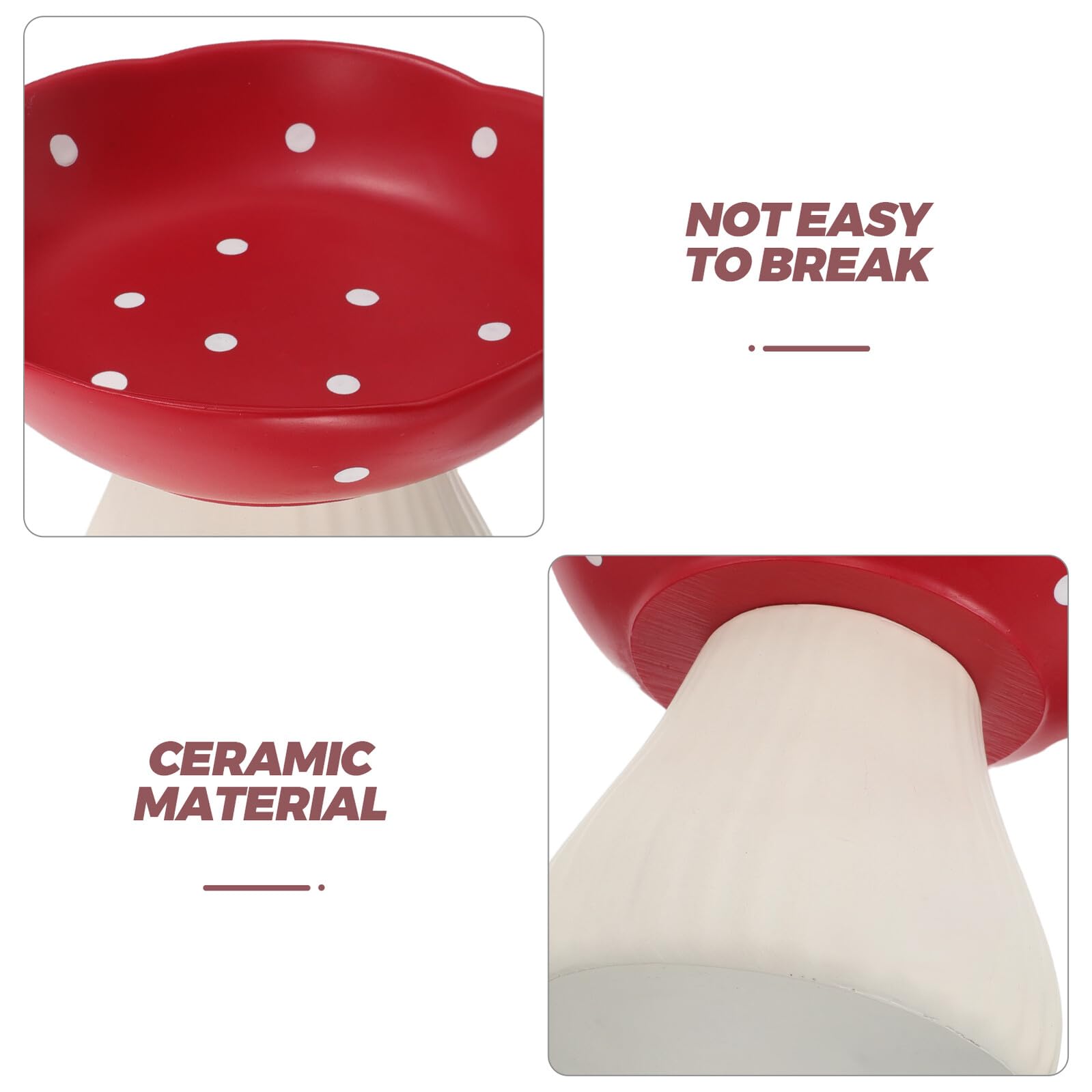 INOOMP Ciotola Rialzata per Gatti in Ceramica Base Antiscivolo, Design Fungo Rosso Ergonomico per Cuccioli e Adulti, Ciotola Facile da Pulire Contro Affaticamento Baffi