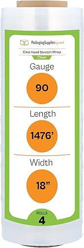 Miniatura 32 de PSBM - Envoltura elástica, paquete de 4, 18 pulgadas x 1000 pies, calibre 120, adherencia de plástico transparente, rollos de película elástica a