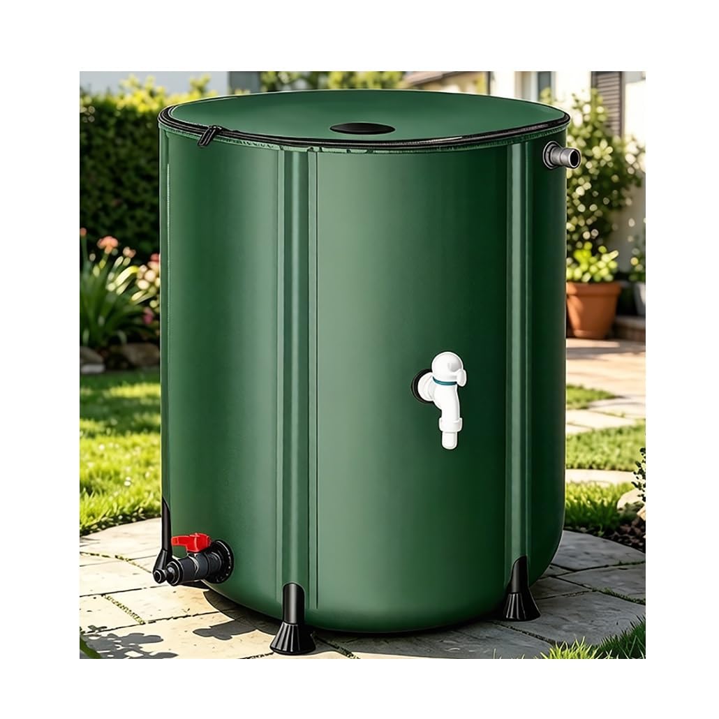 Contenitori pieghevoli for lo stoccaggio dell'acqua a botte di pioggia, serbatoio dell'acqua portatile for la raccolta dell'acqua piovana da 13-264 galloni(Green,0.6x0.7m/200L/52.8gal)