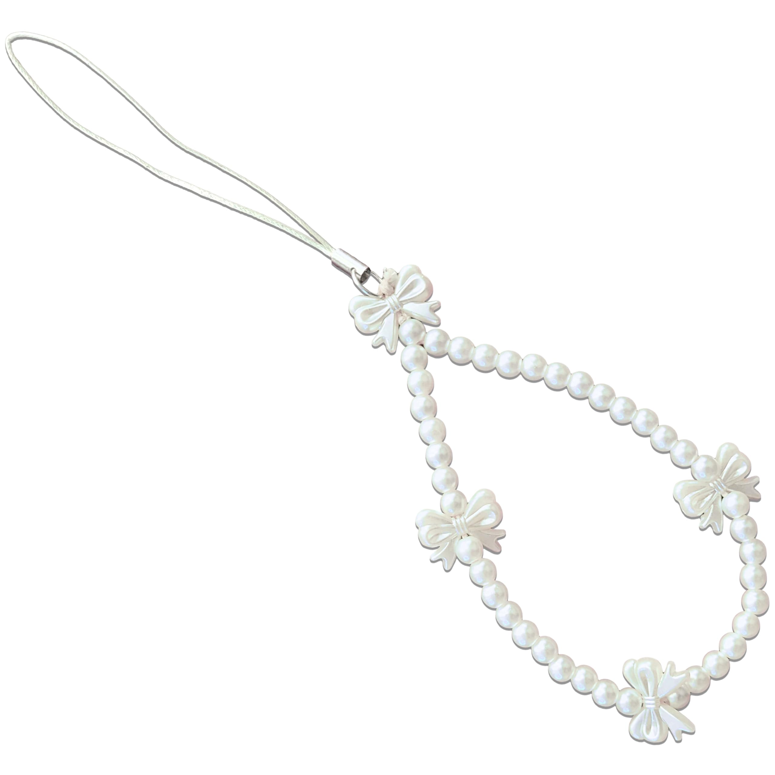 Cell Phone Mobile Strap with Crystal Beads and Pearls - White Beaded Phone Charm for Women Girls - Phone Accessories-image-35