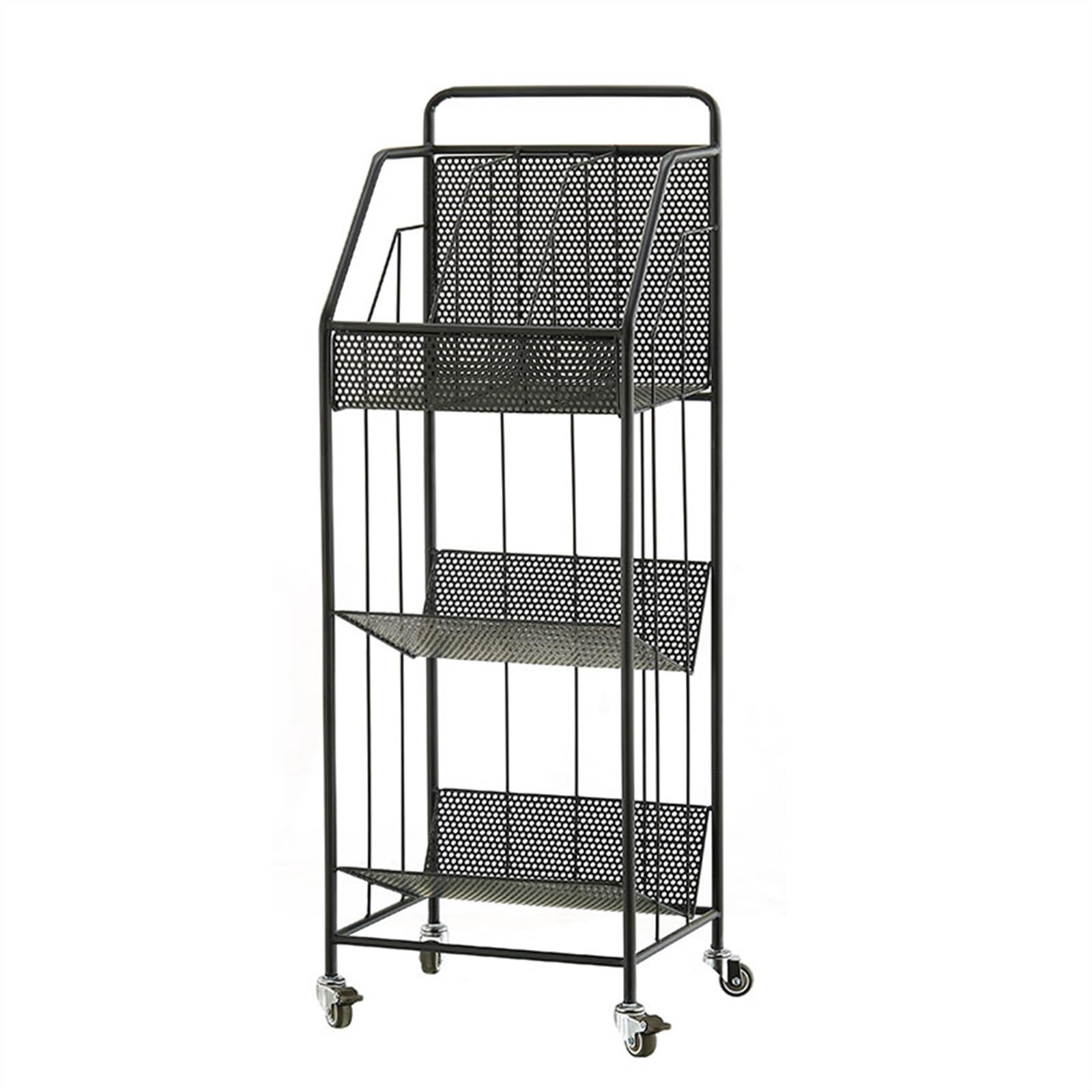 Jianjunchaling Black Floor-Standing Metals Magazine Rack, Brochure Display Stand Storage Bookshelf, Easy To Move Easy To Assemble For Living Room For Office, Trade Show, Exhibitions(Black)