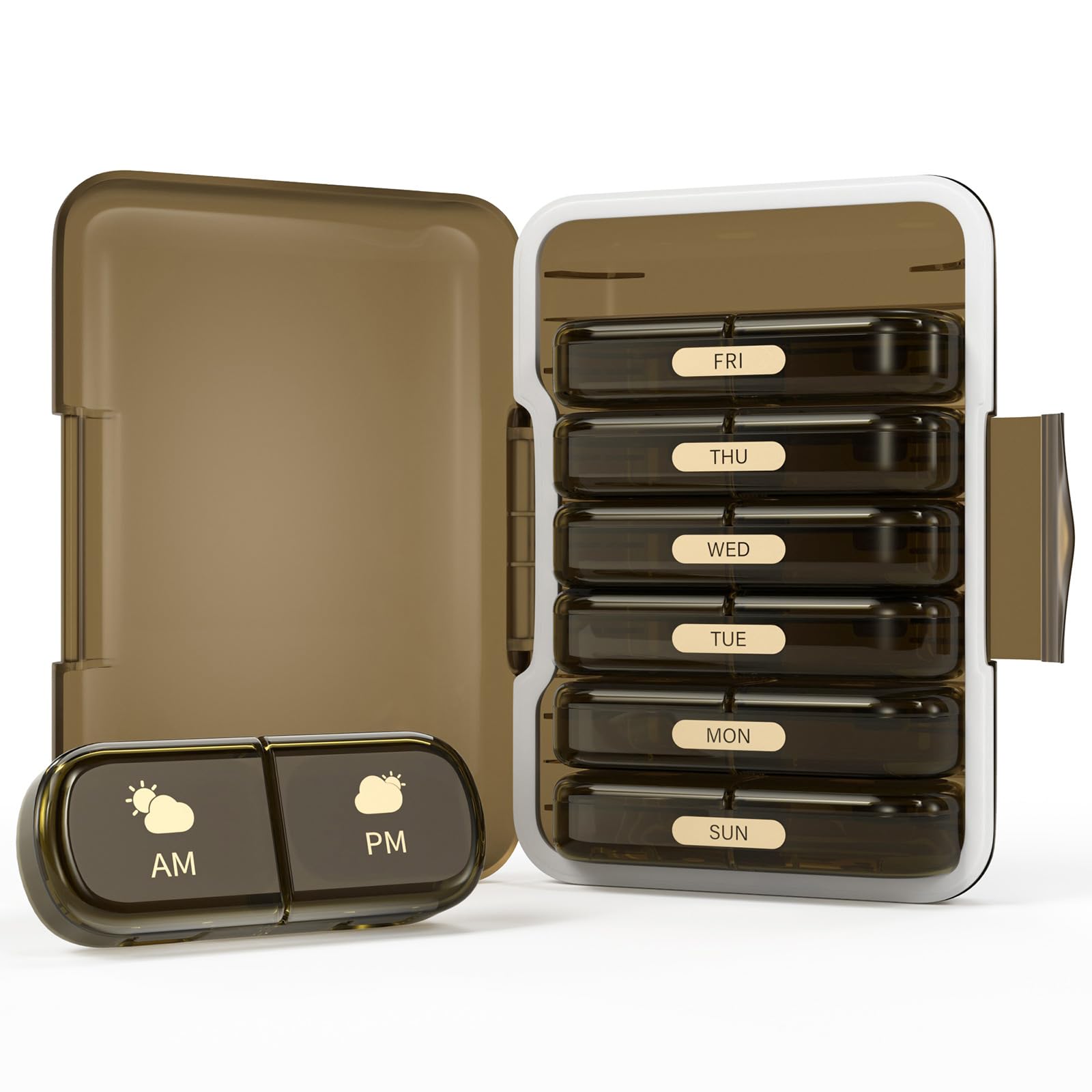 Codcaw Weekly Pill Organizer 2 Times a Day, 7 Day Pill Box 2 Times, Portable for Travel Pill Case for Pills/Vitamin/Fish Oil/Medication/Supplements (