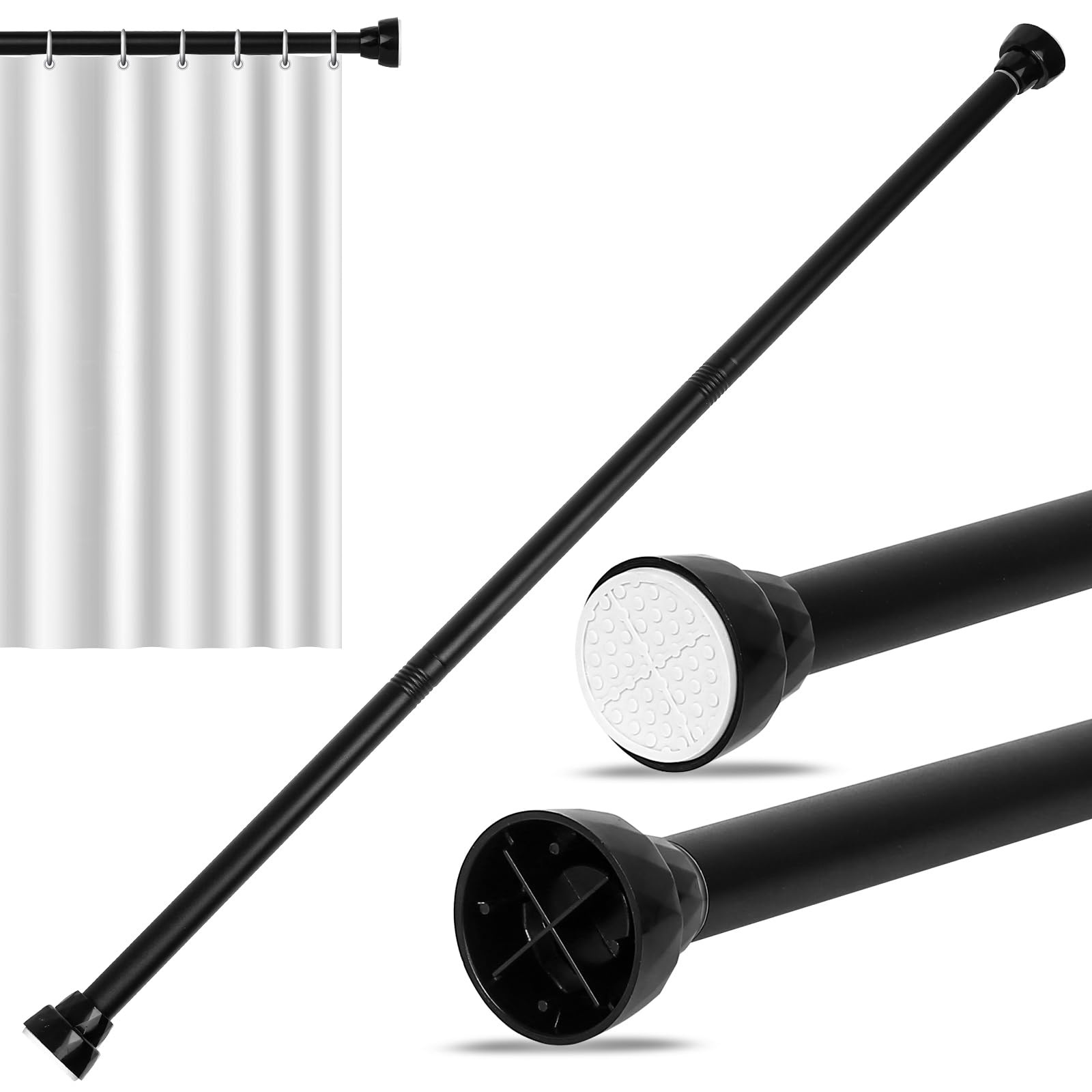 Barra de cortina de ducha extensible sin taladro, barras de tensión de 100-130 cm, barra de cortina de ducha extensible, barra de ducha extensible sin taladro, barra telescópica extensible para