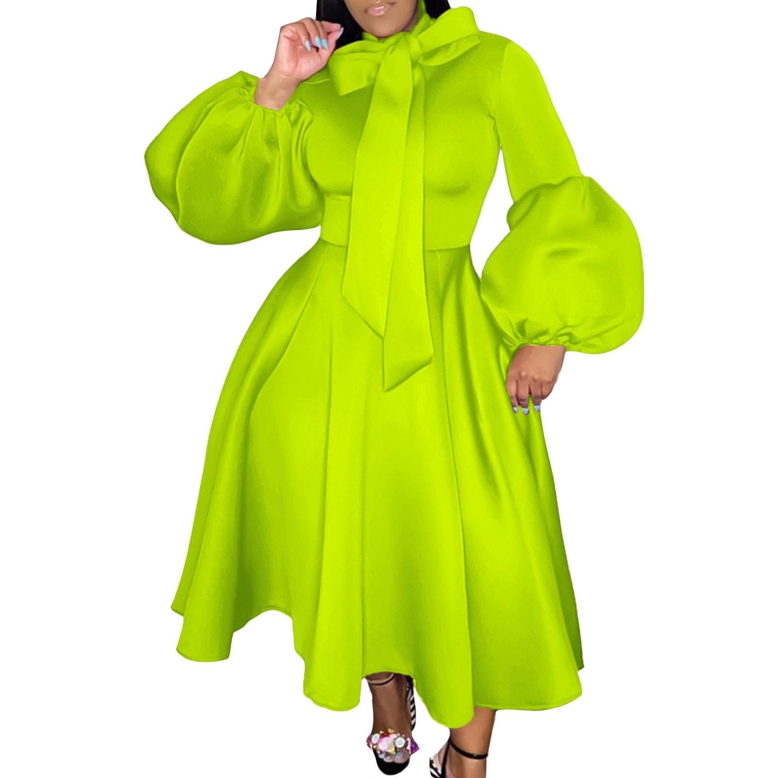 Damen Plus Size Abendkleid Schleife Kurzarm Festkleid